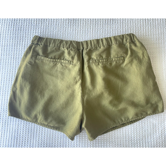 Quince Shorts Size Large Organic Cotton Linen Twill Pull On Army Green Pockets - Picture 4 of 8